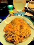 A salmon and mushroom pasta