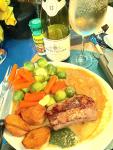 A roast rack of lamb