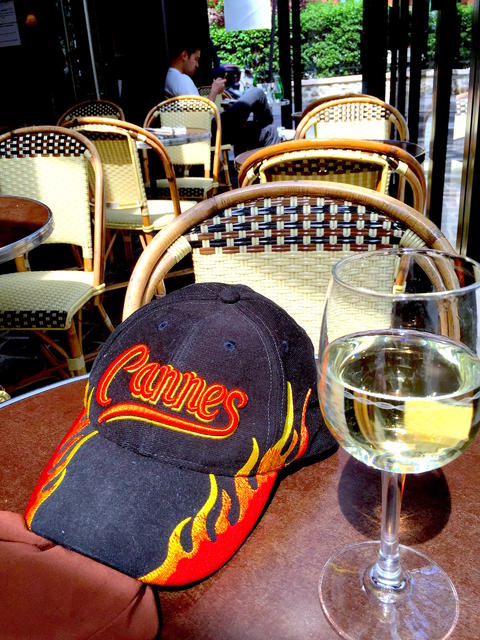 A glass of wine in a Paris cafe