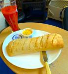 A Garlic Bread and Potted Shrimps brunch