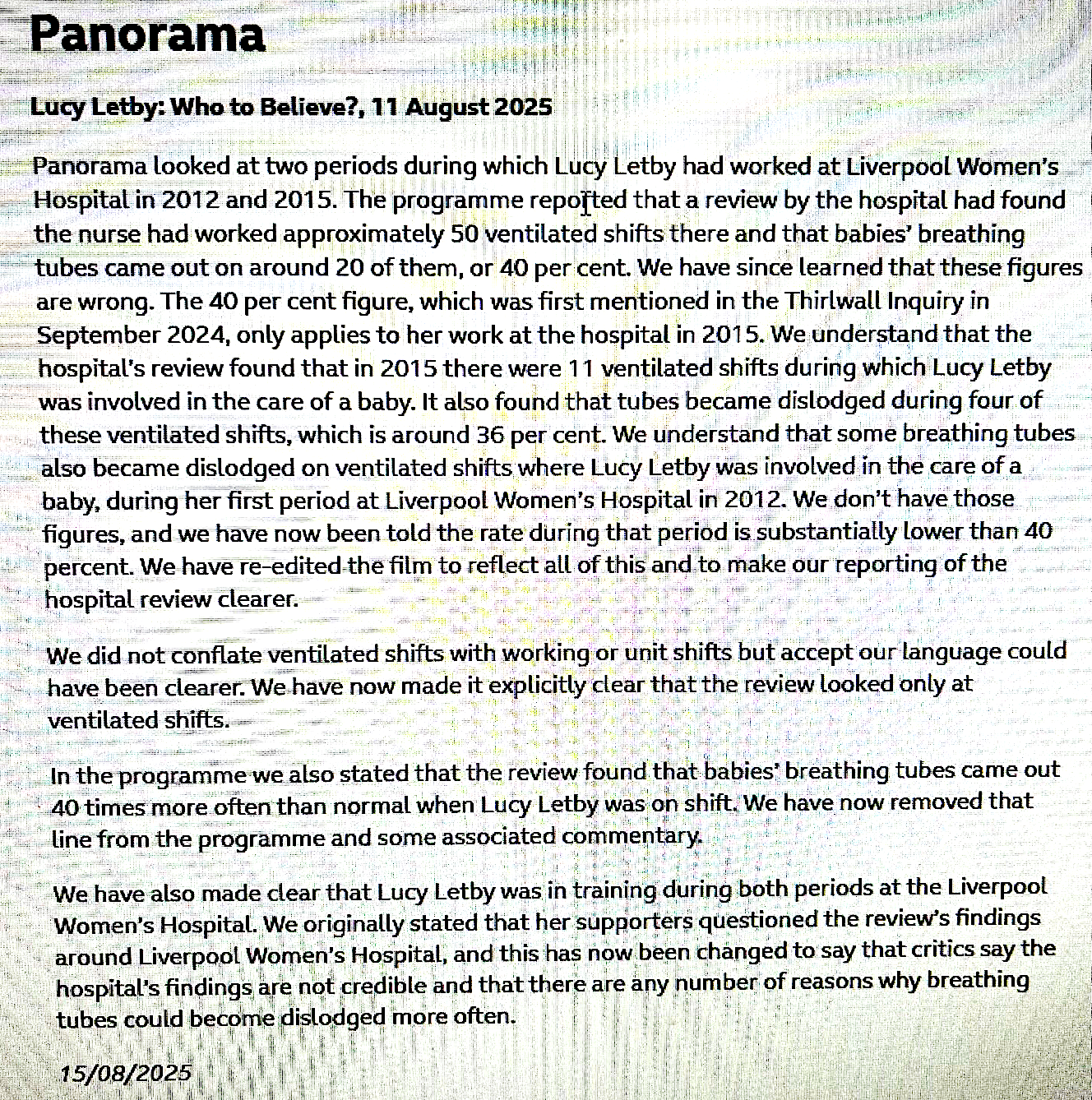 A BBC apology