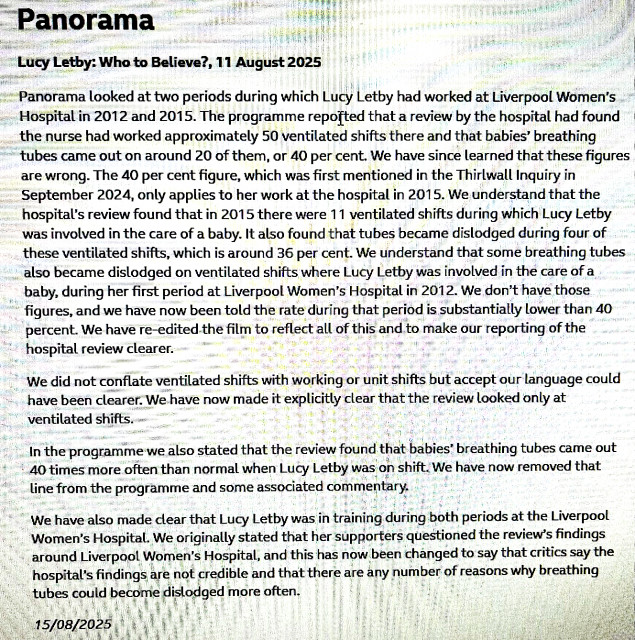 A BBC apology