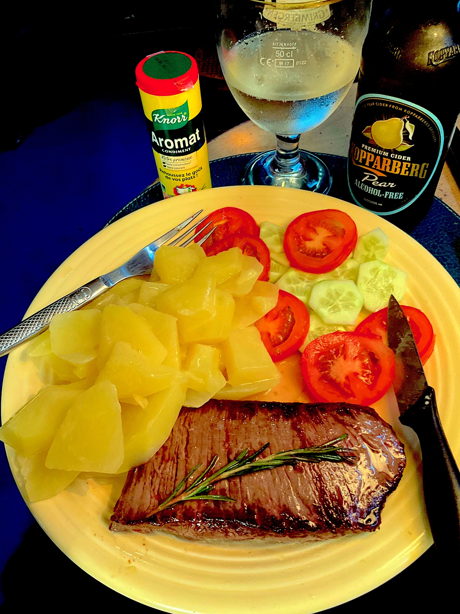 A steak dinner