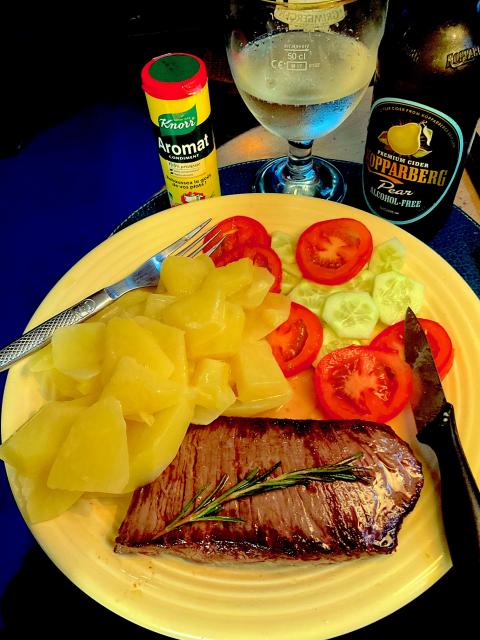 A steak dinner