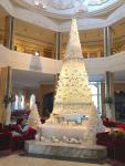 A giant white Christmas tree